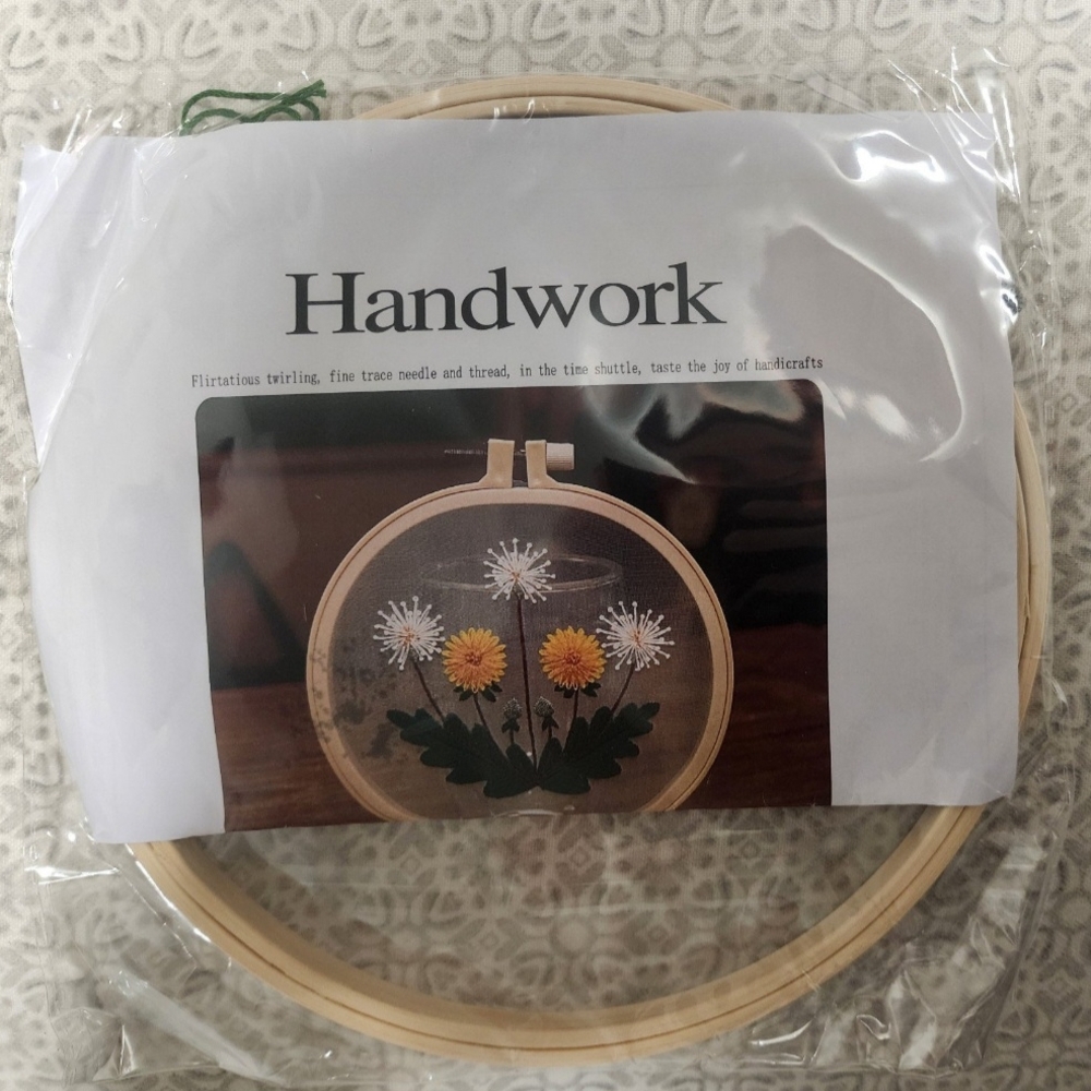 Handwork Floral Embroidery Kit in Yellow and Green